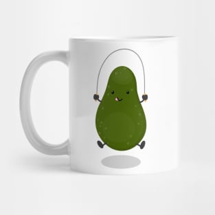 Cute avocado jump rope cartoon illustration Mug